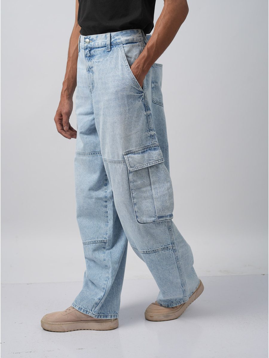 Relaxed Fit Distressed Blue Denim - Image 4