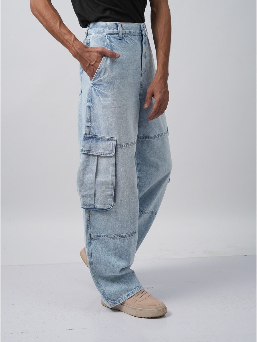 Relaxed Fit Distressed Blue Denim - Image 3