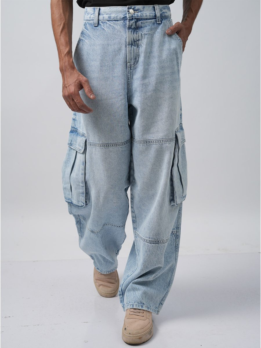 Relaxed Fit Distressed Blue Denim - Image 2