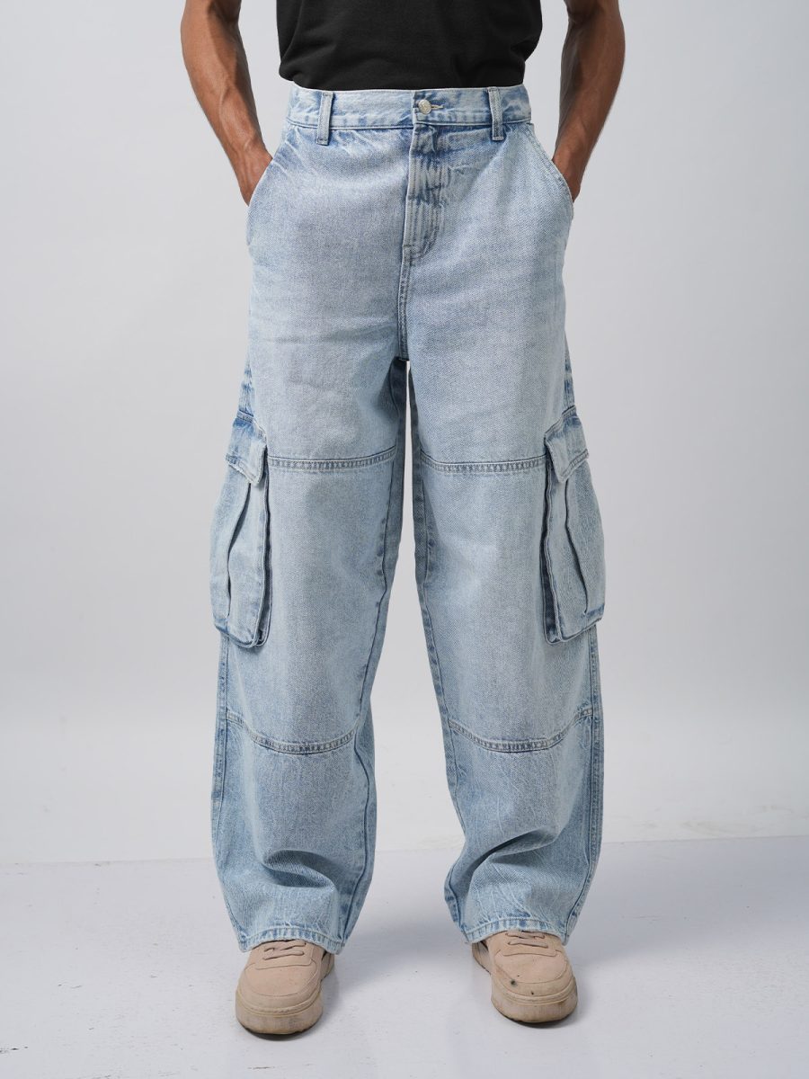 Baggy Fit Distressed Blue Denim